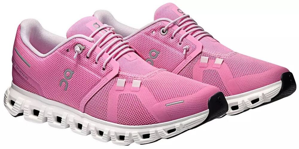 On Cloud Women's Cloud 6 Shoes in color raspberry/white (SIZE 8)